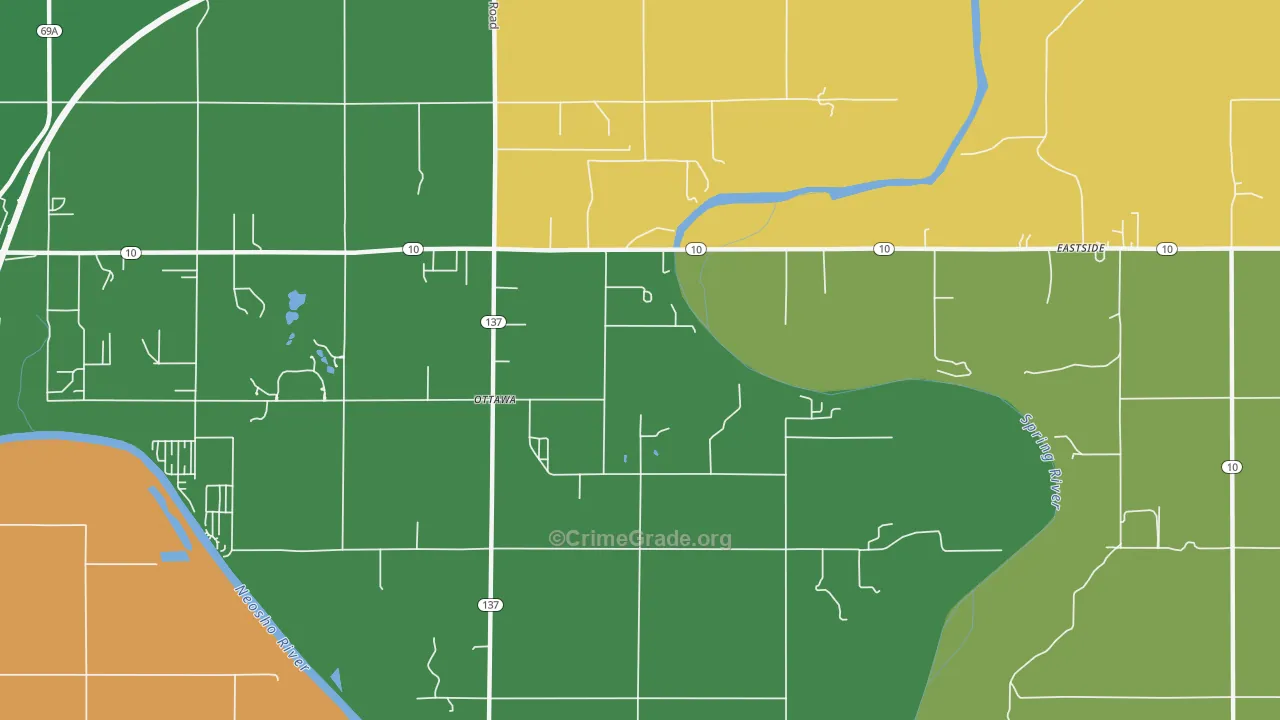 Ottawa, OK Map of Arson Rates