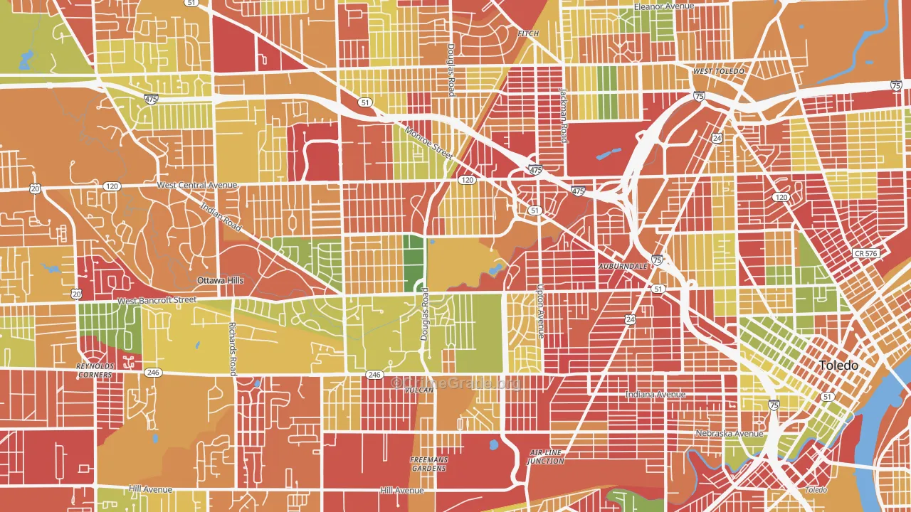 Ottawa, Toledo, OH Map of Arson Rates