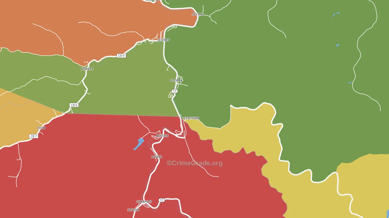 Ottawa, WV Map of Arson Rates
