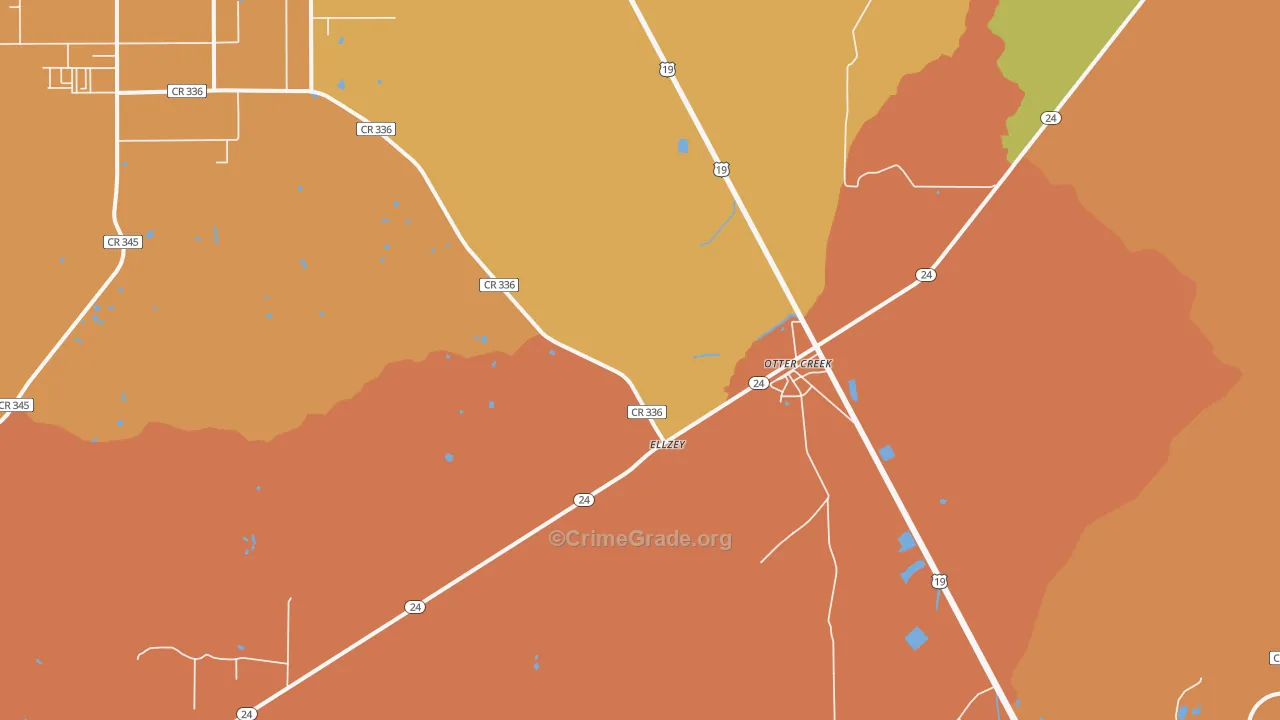 Otter Creek, FL Map of Arson Rates