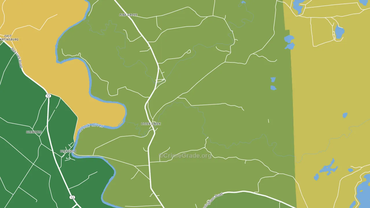 Otter Creek, NY Map of Arson Rates