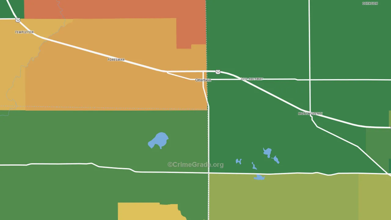 Otterbein, IN Map of Arson Rates