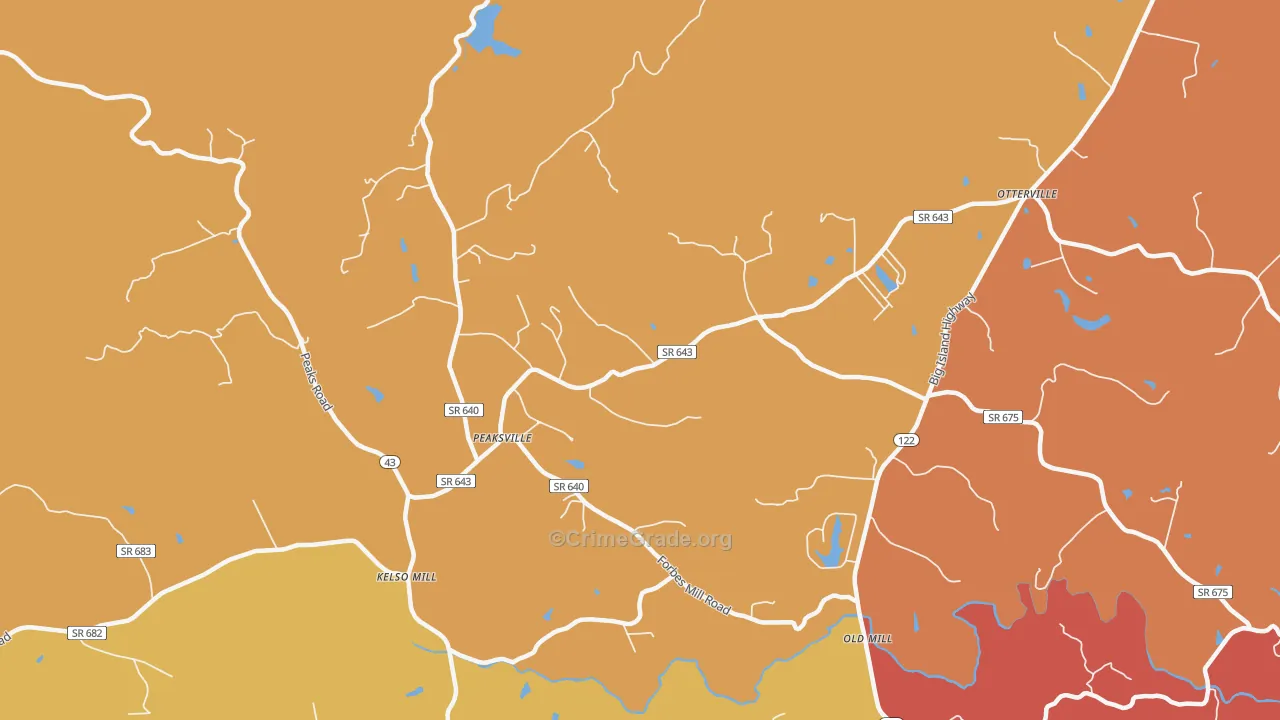 Otterville, VA Map of Arson Rates