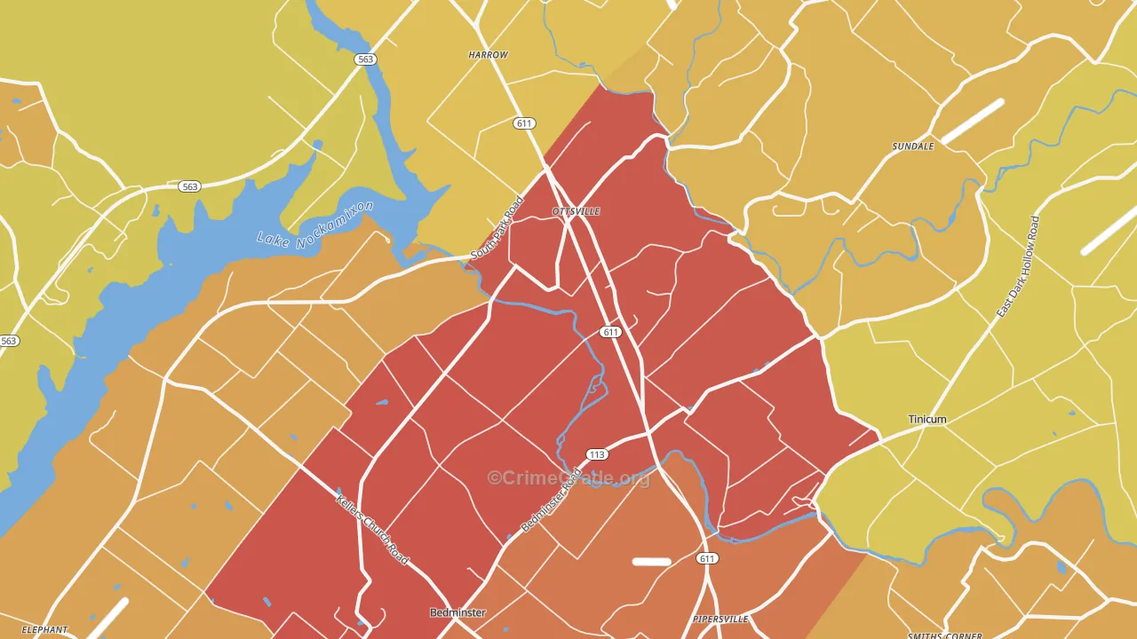 Ottsville, PA Map of Arson Rates