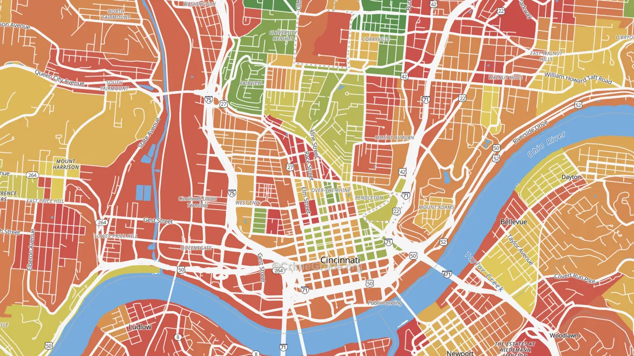 Over-the-Rhine, Cincinnati, OH Map of Arson Rates