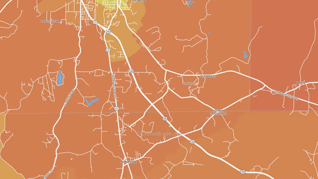 Overbrook, AL Map of Arson Rates