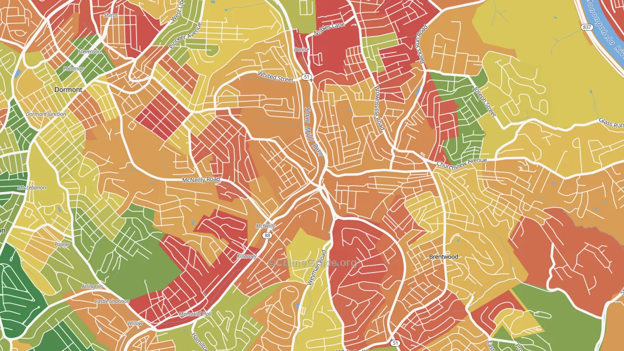 Overbrook, Pittsburgh, PA Map of Arson Rates