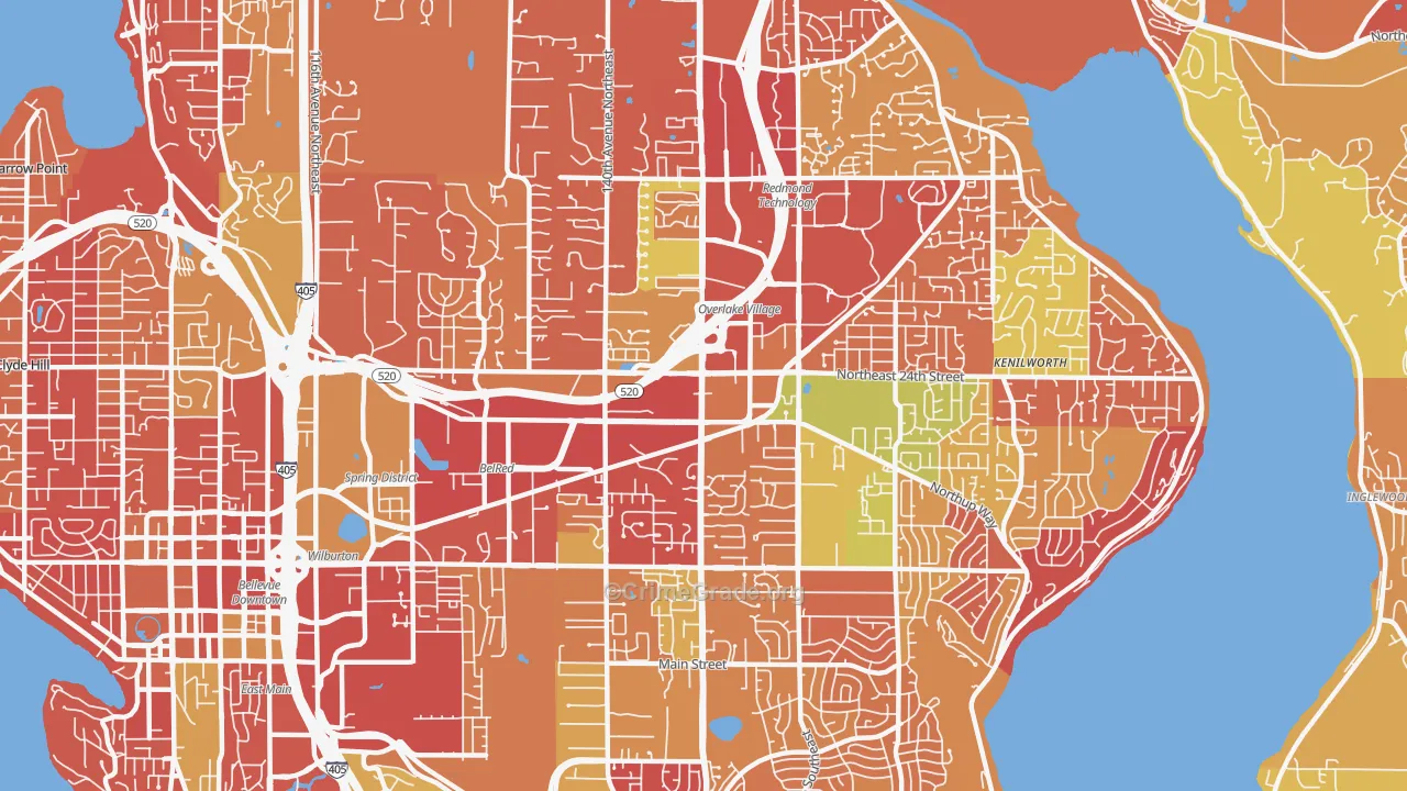 Overlake, Bellevue, WA Map of Arson Rates