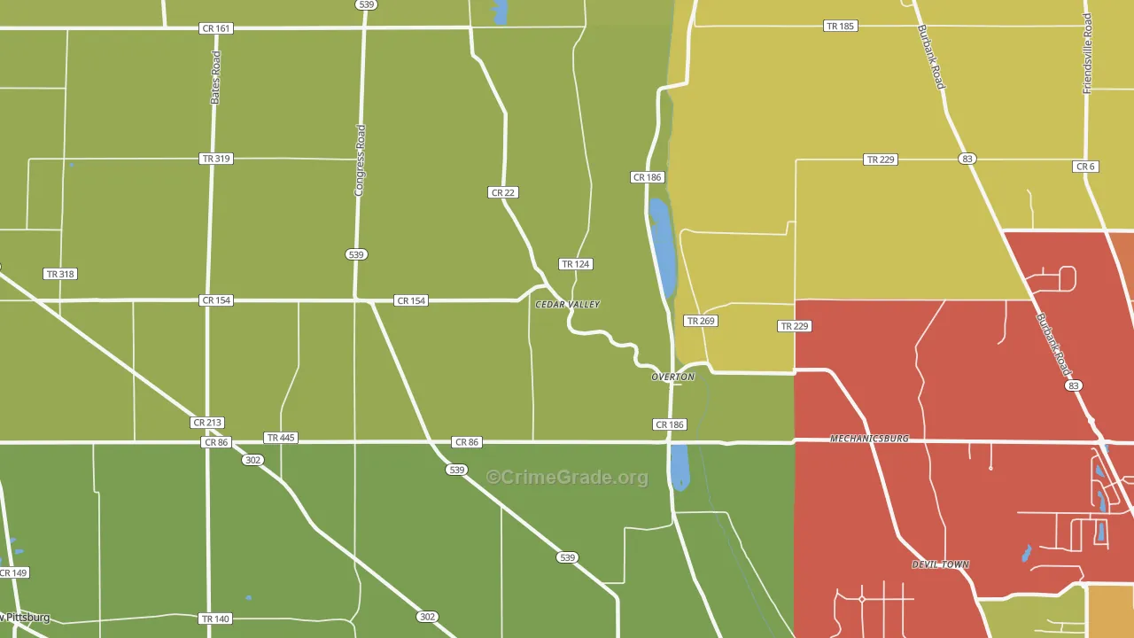 Overton, OH Map of Arson Rates