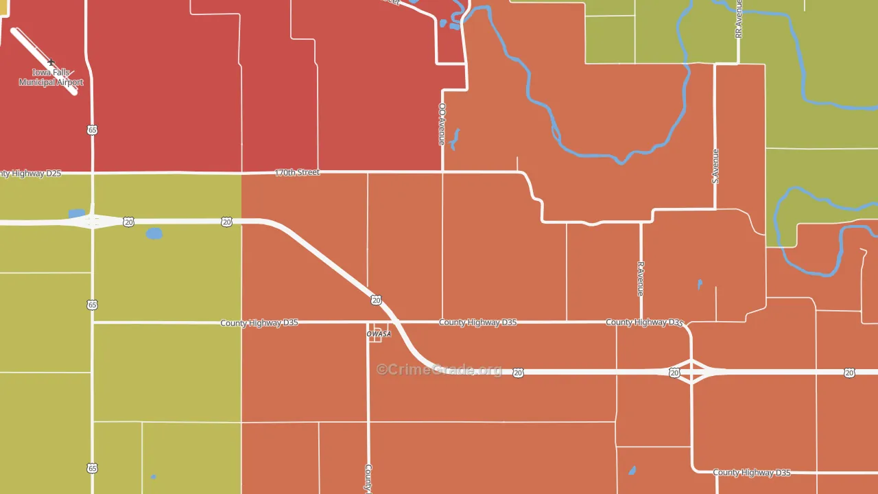 Owasa, IA Map of Arson Rates