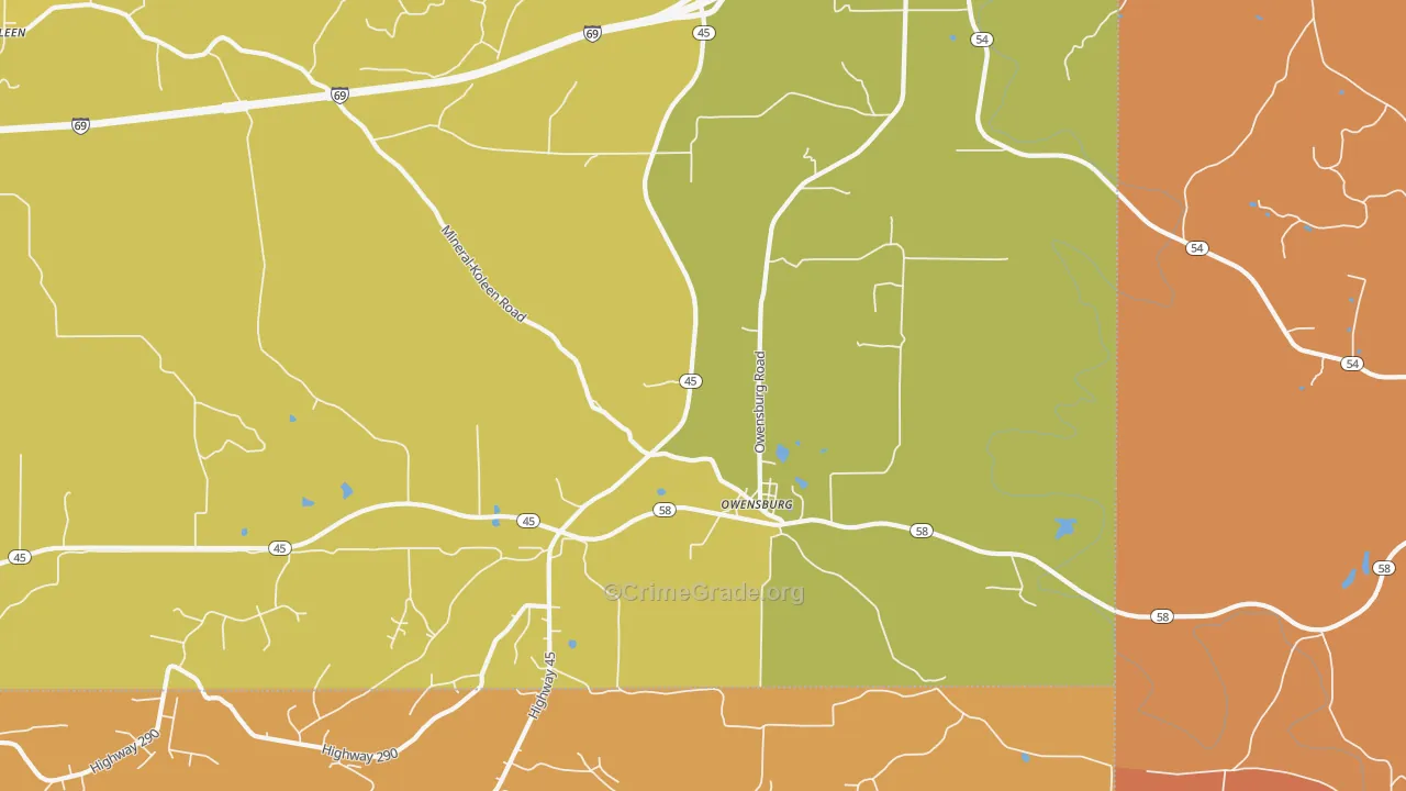 Owensburg, IN Map of Arson Rates