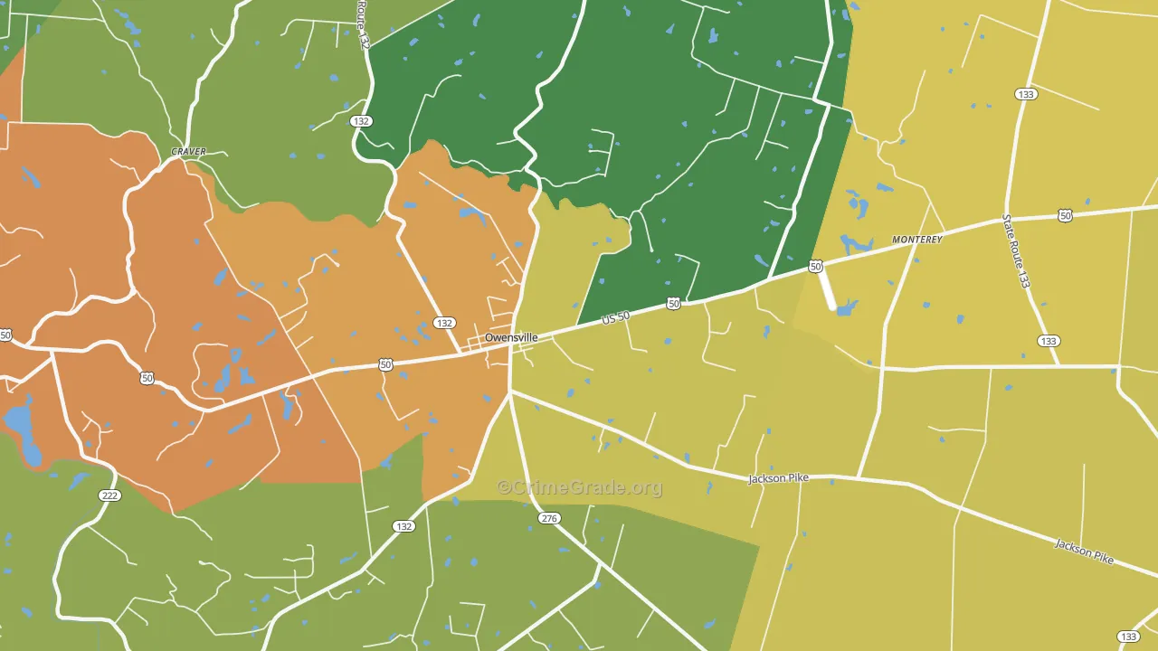 Owensville, OH Map of Arson Rates