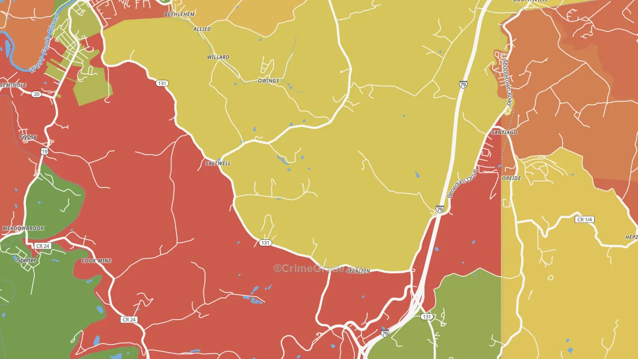 Owings, WV Map of Arson Rates