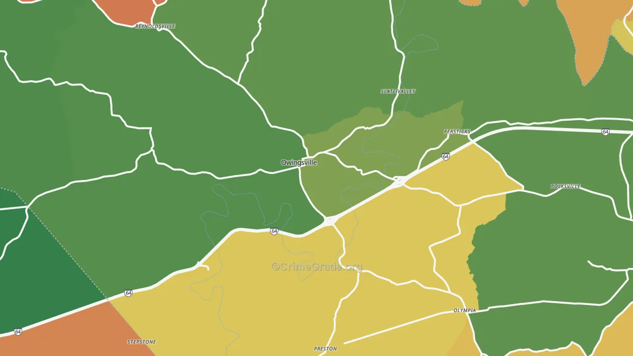 Owingsville, KY Map of Arson Rates