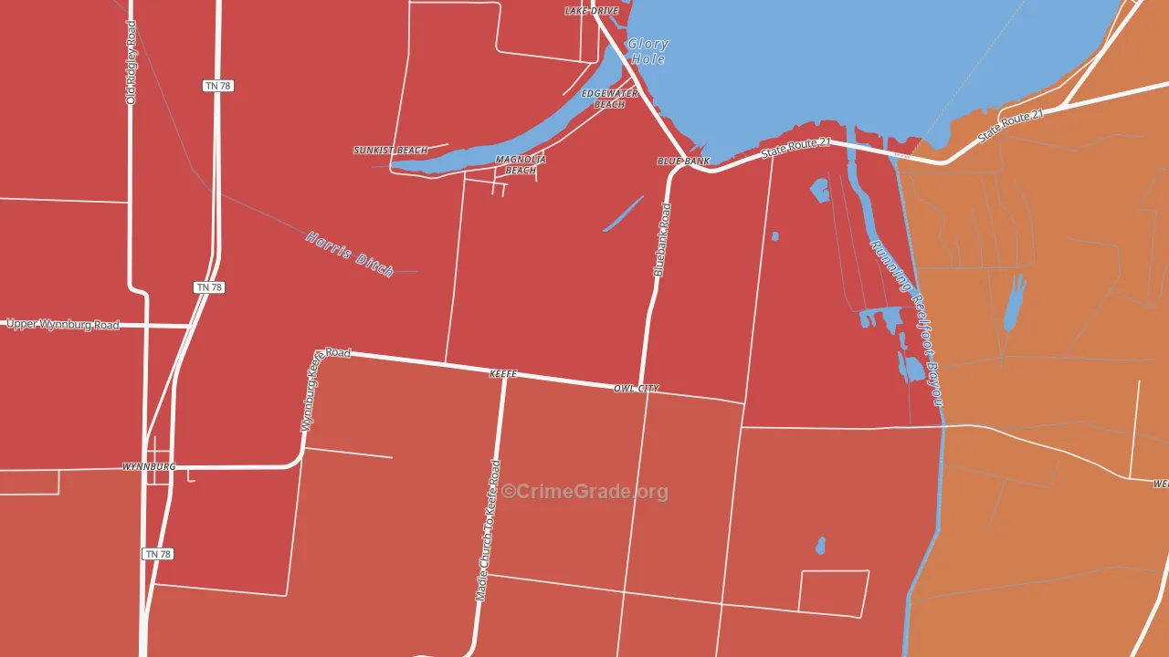 Owl City, TN Map of Arson Rates