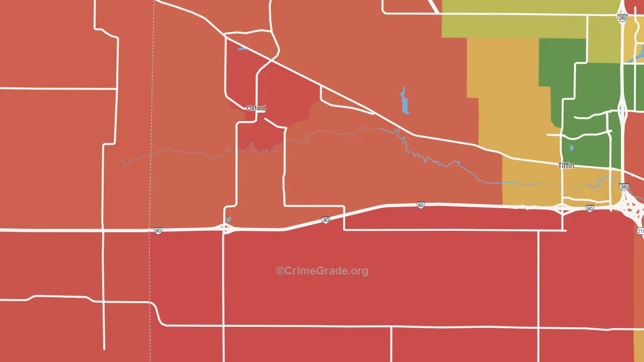 Oxford, IA Map of Arson Rates