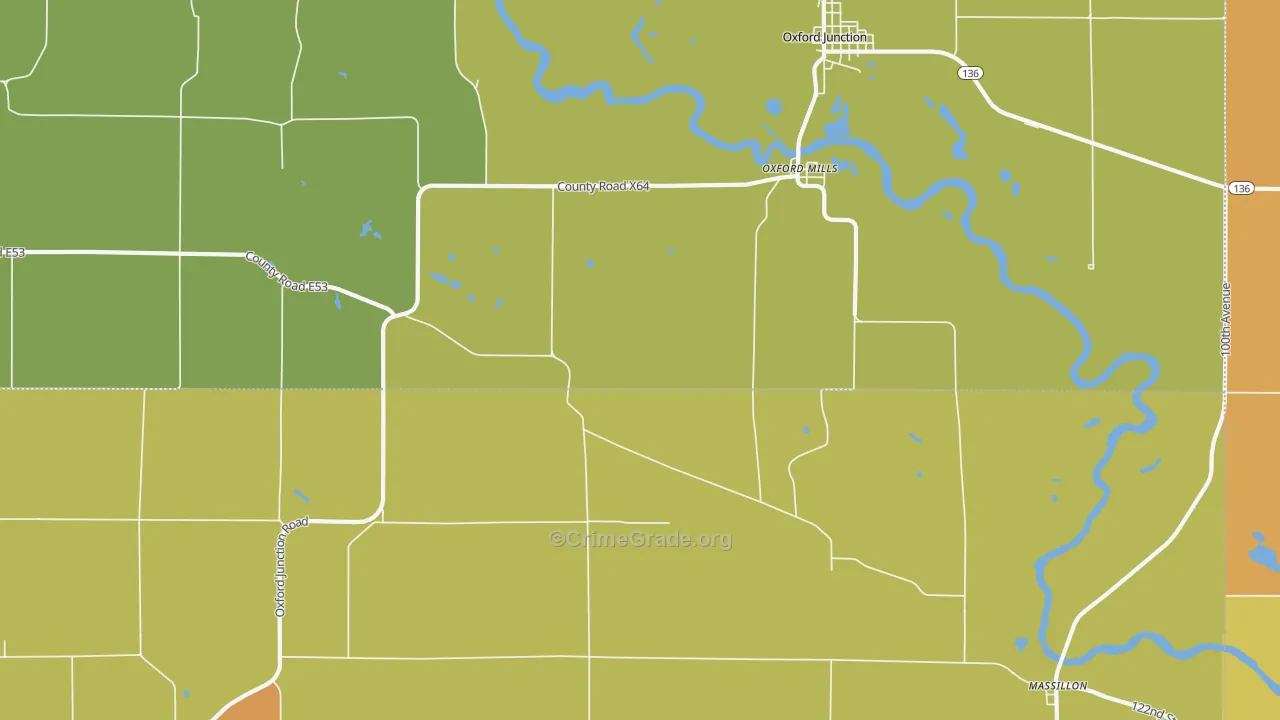 Oxford Mills, IA Map of Arson Rates