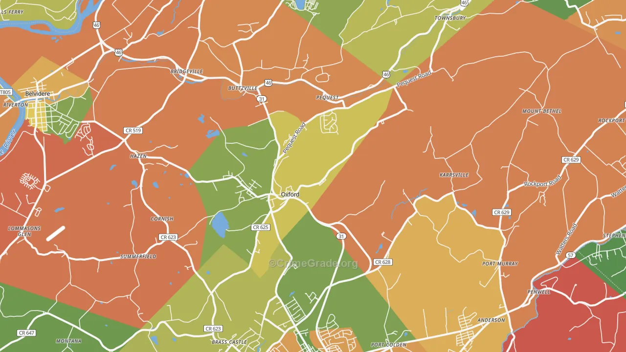 Oxford, NJ Map of Arson Rates