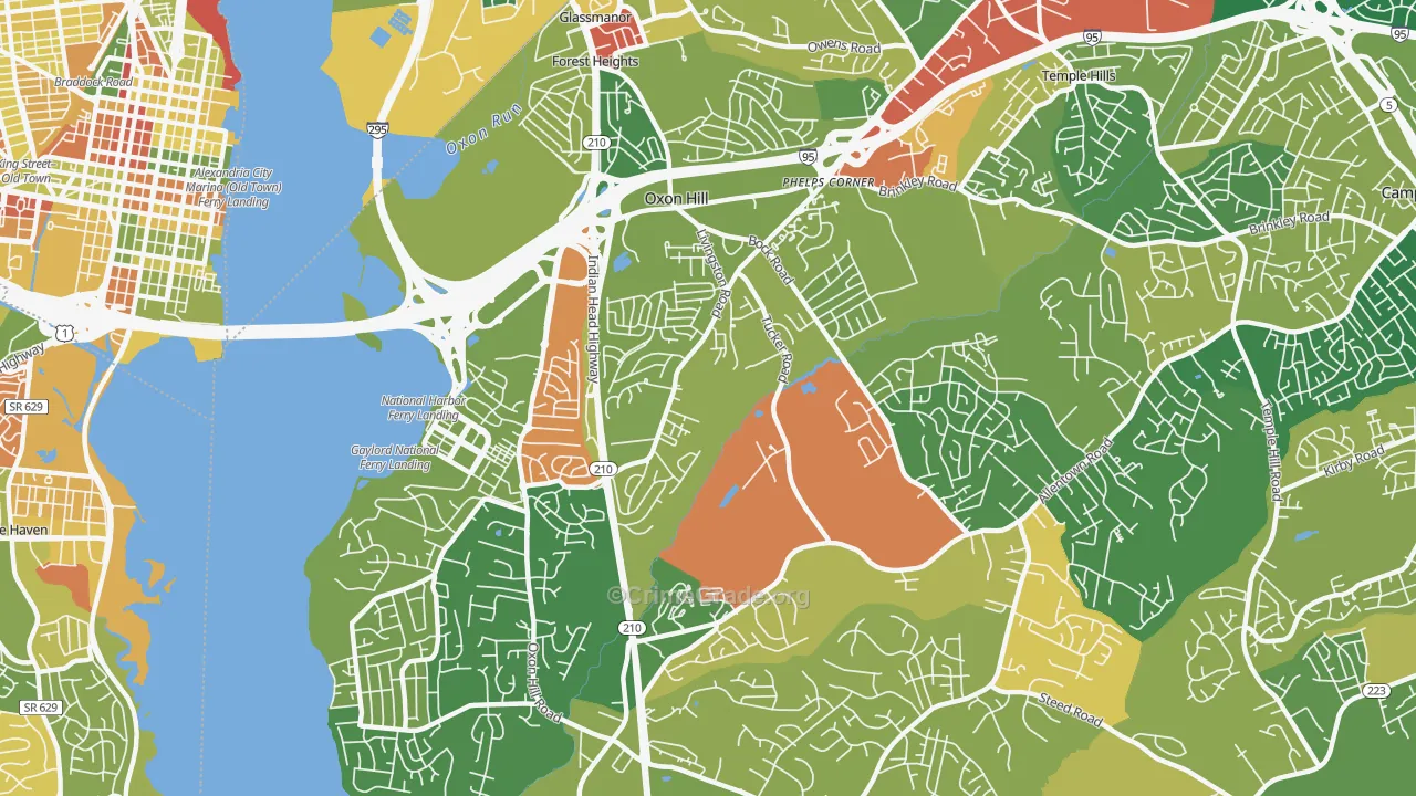 Oxon Hill, MD Map of Arson Rates