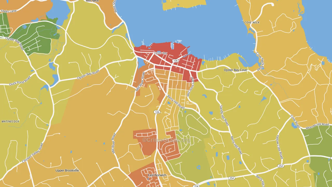 Oyster Bay, NY Map of Arson Rates