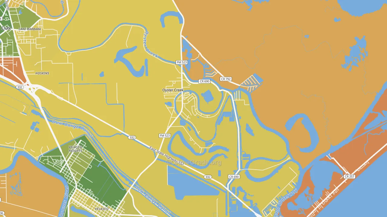 Oyster Creek, TX Map of Arson Rates
