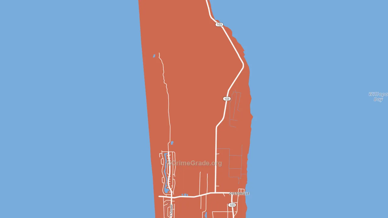 Oysterville, WA Map of Arson Rates