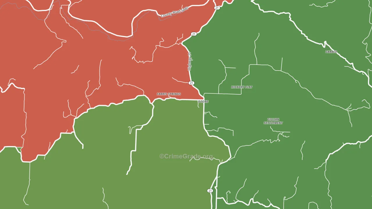 Ozone, AR Map of Arson Rates