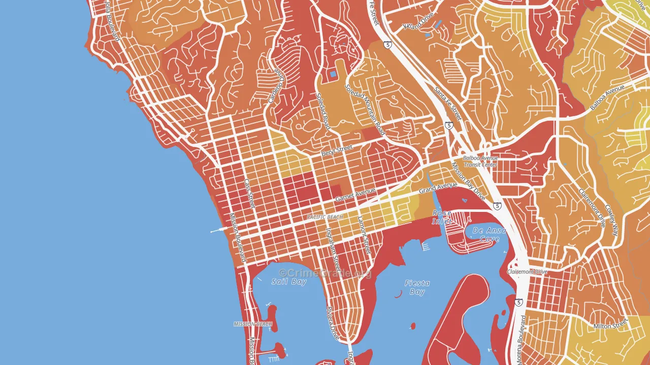 Pacific Beach, San Diego, CA Map of Arson Rates