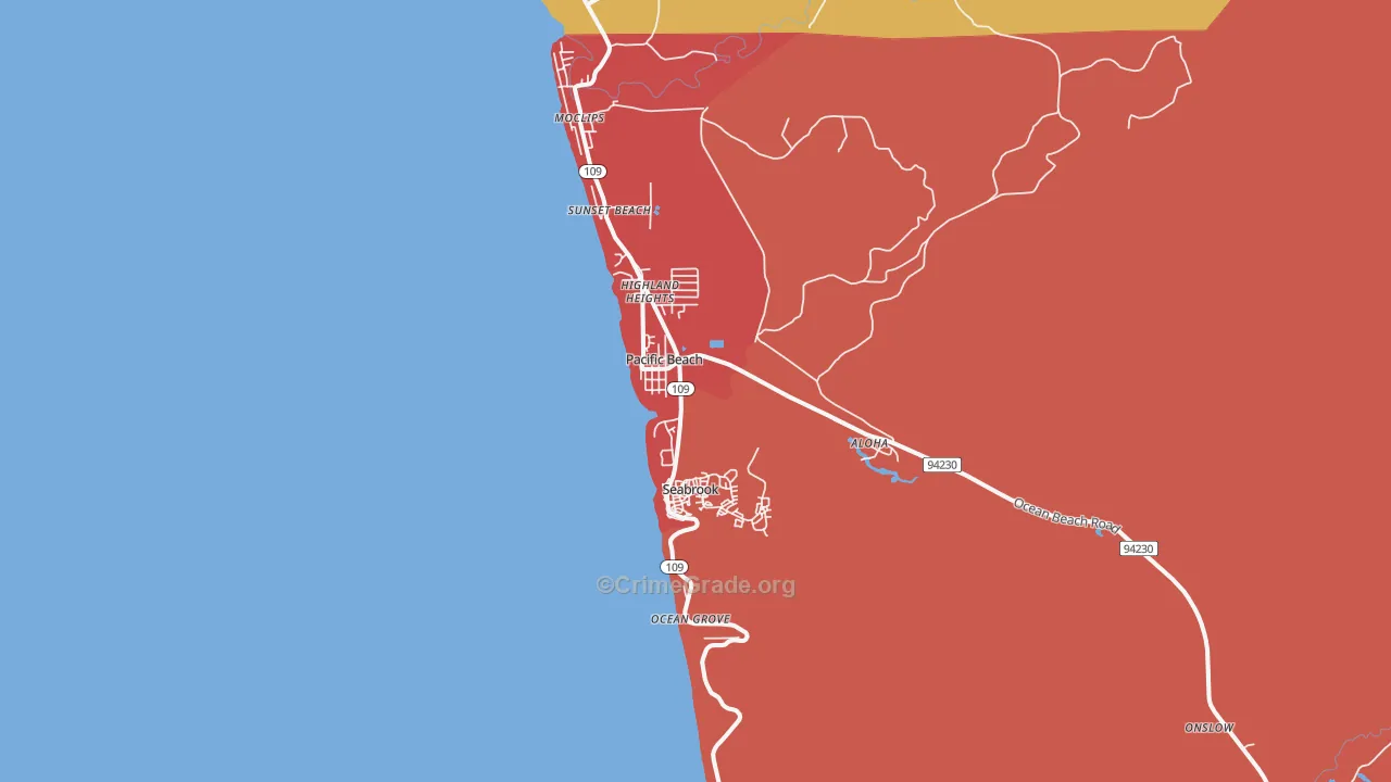 Pacific Beach, WA Map of Arson Rates