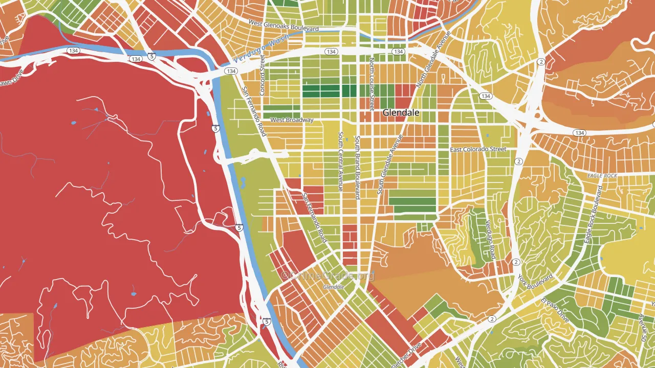 Pacific Edison, Glendale, CA Map of Arson Rates