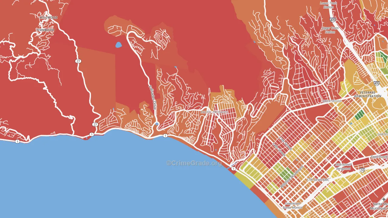 Pacific Palisades, CA Map of Arson Rates