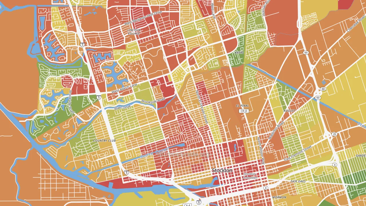 Pacific, Stockton, CA Map of Arson Rates