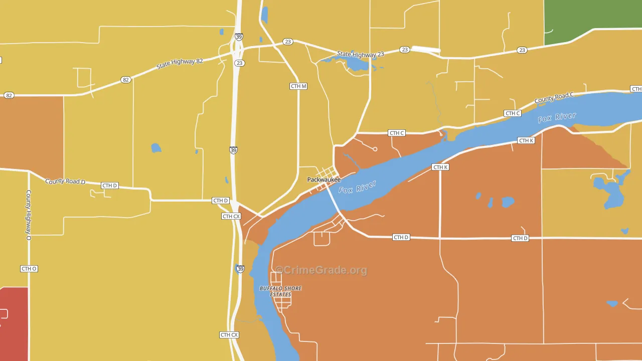 Packwaukee, WI Map of Arson Rates