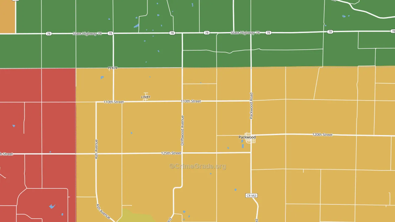 Packwood, IA Map of Arson Rates