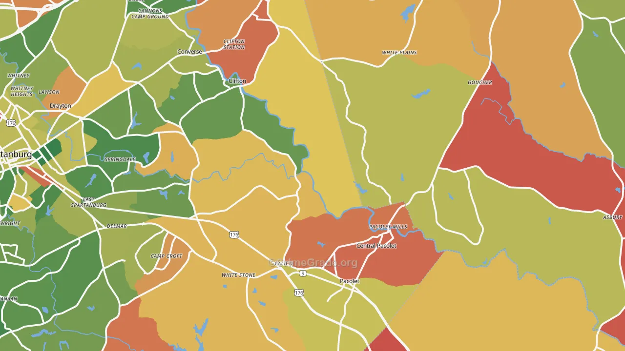 Pacolet Mills, SC Map of Arson Rates