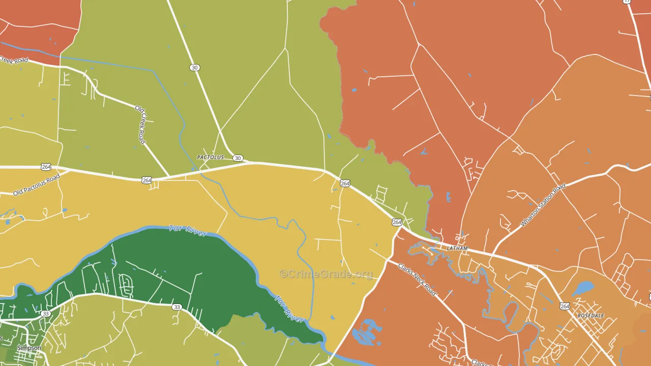 Pactolus, NC Map of Arson Rates