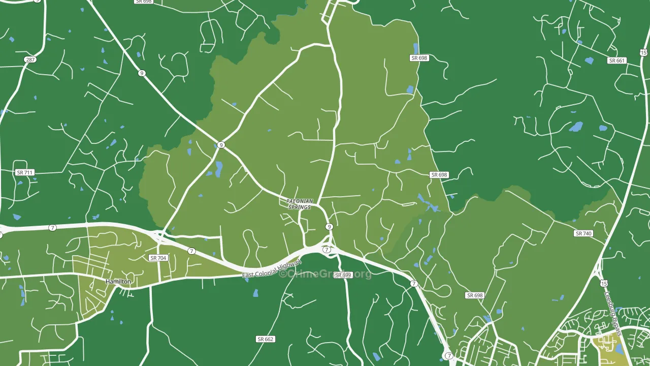 Paeonian Springs, VA Map of Arson Rates