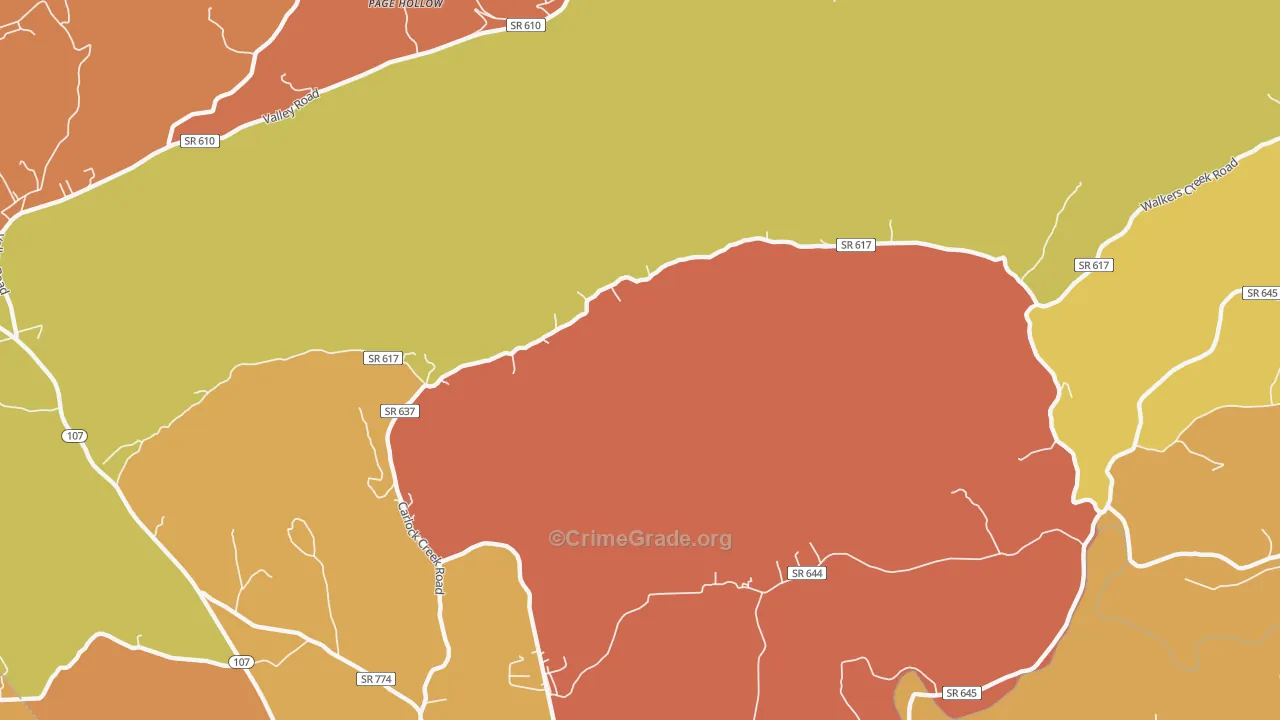 Page Hollow, VA Map of Arson Rates