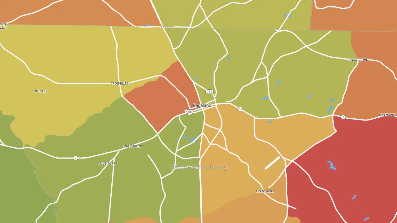 Pageland, SC Map of Arson Rates