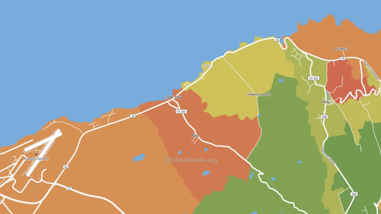 Paia, HI Map of Arson Rates