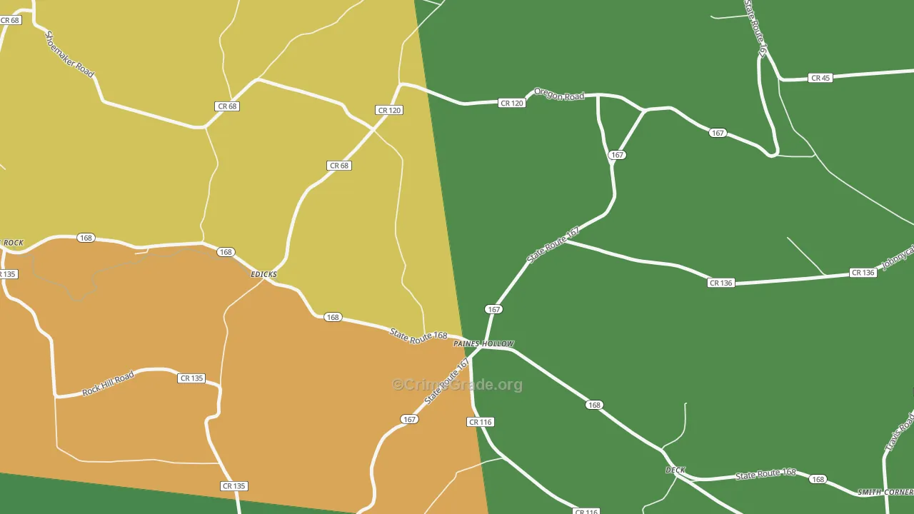 Paines Hollow, NY Map of Arson Rates