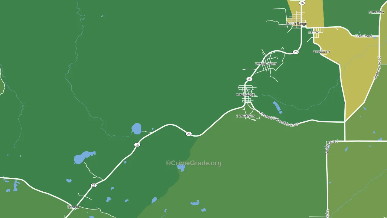 Painesdale, MI Map of Arson Rates
