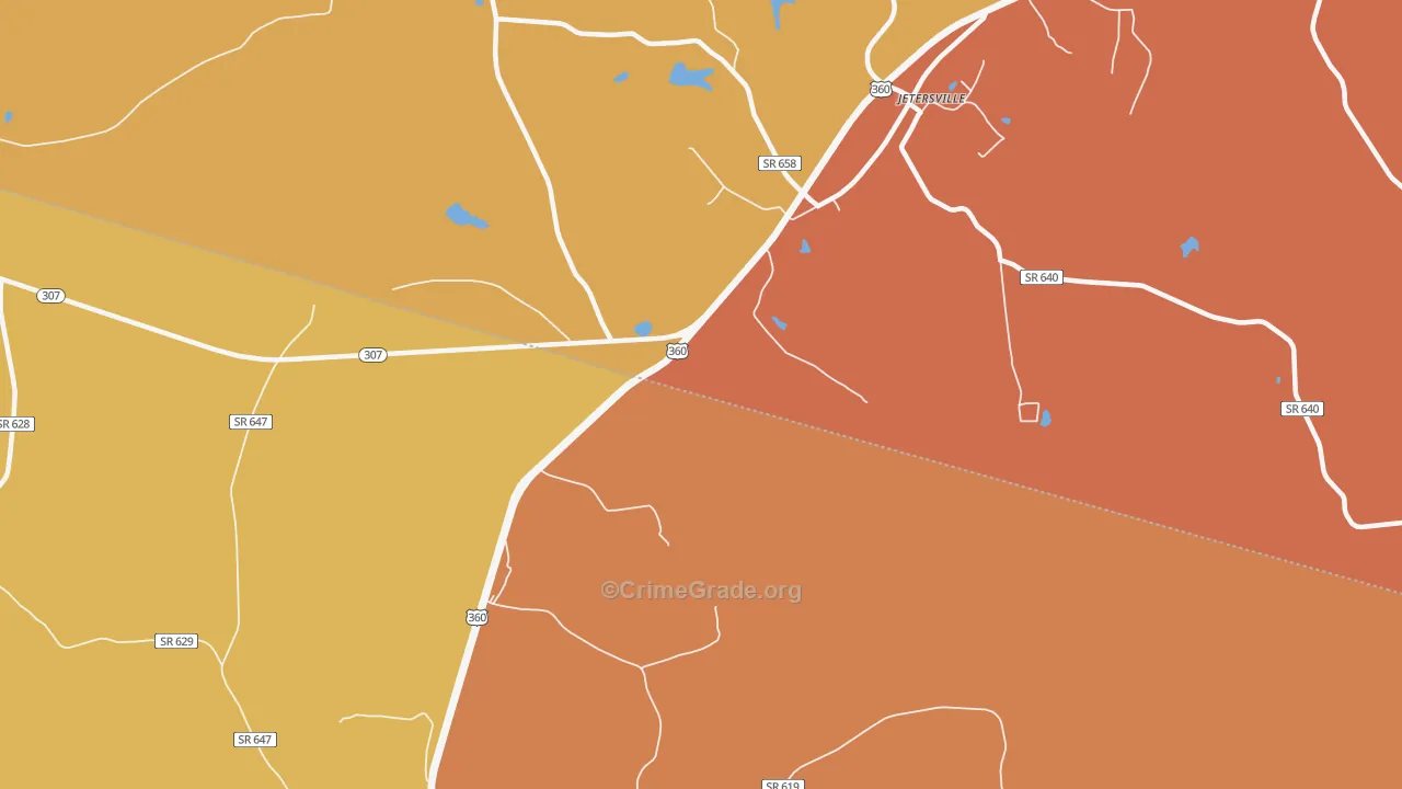 Paineville, VA Map of Arson Rates