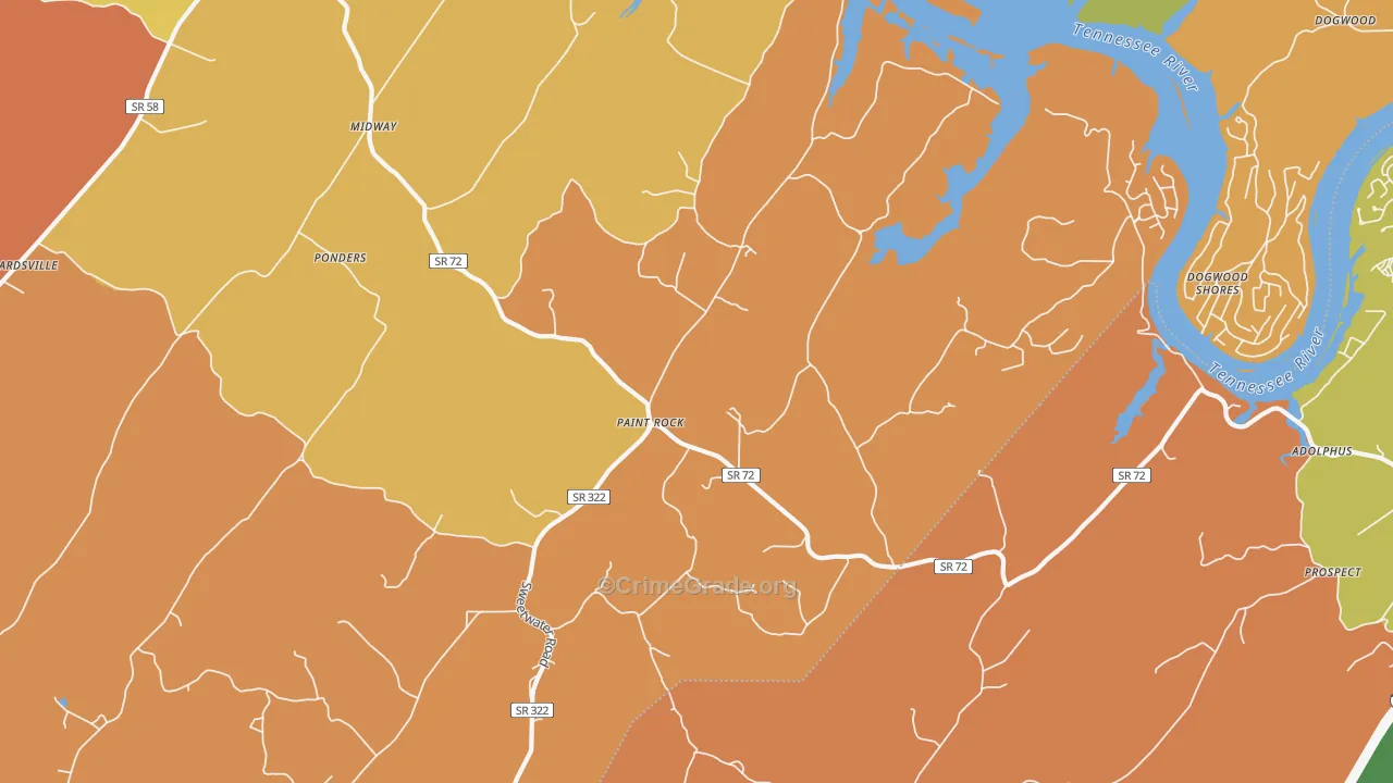 Paint Rock, TN Map of Arson Rates