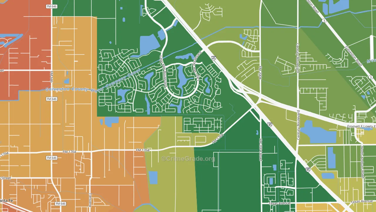 Painted Meadows, Santa Fe, TX Map of Arson Rates