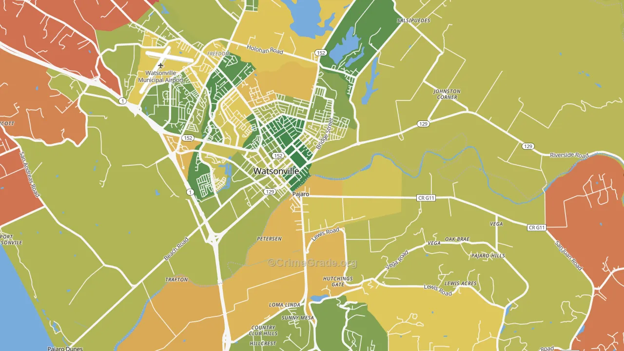 Pajaro, CA Map of Arson Rates