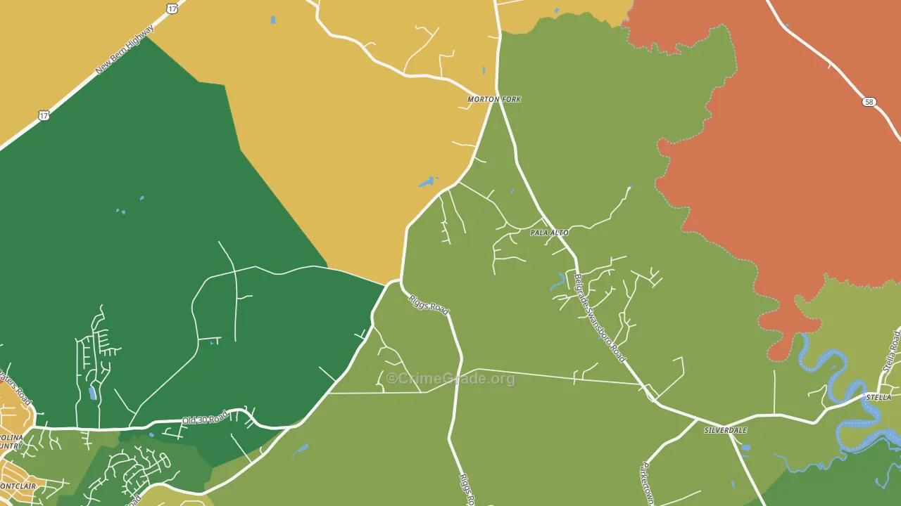 Pala Alto, NC Map of Arson Rates