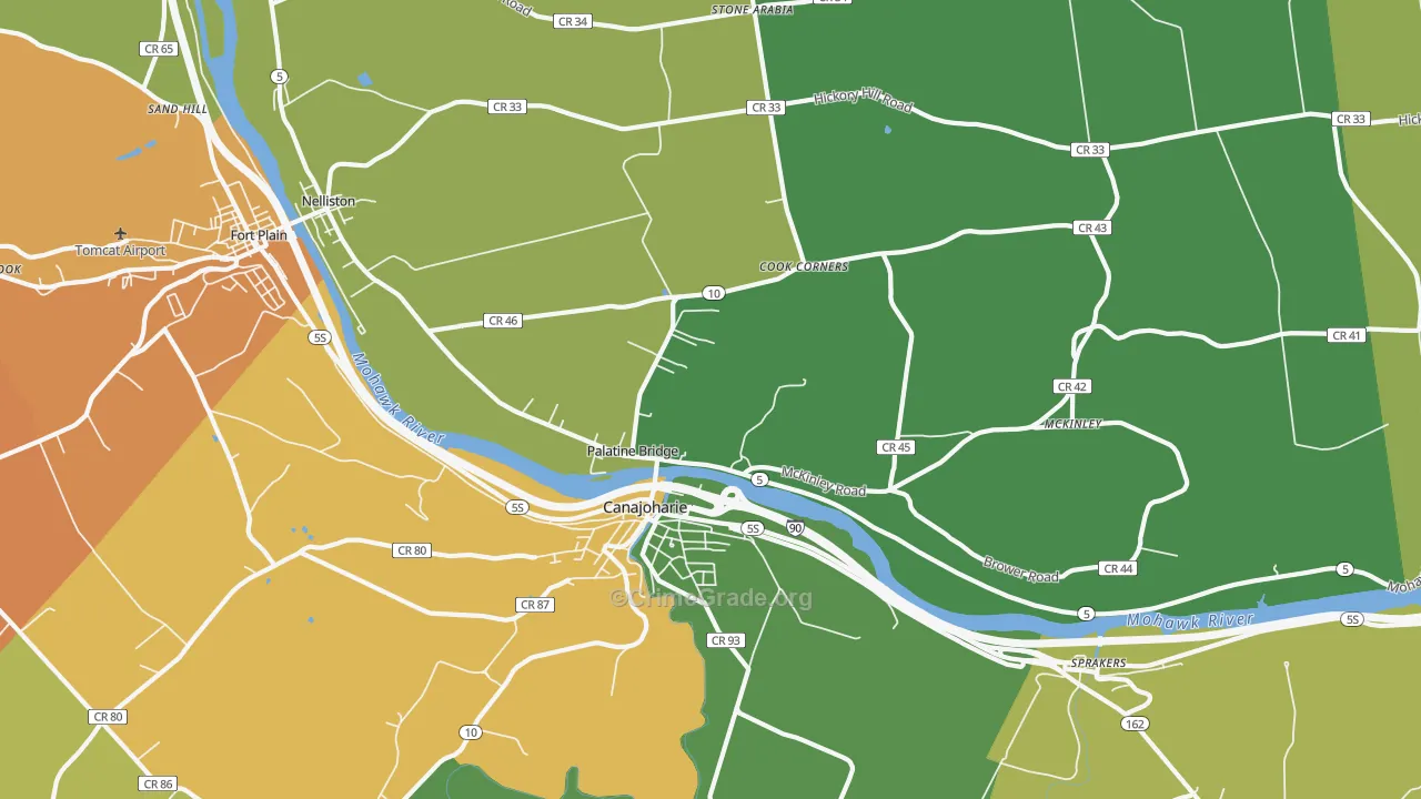 Palatine Bridge, NY Map of Arson Rates