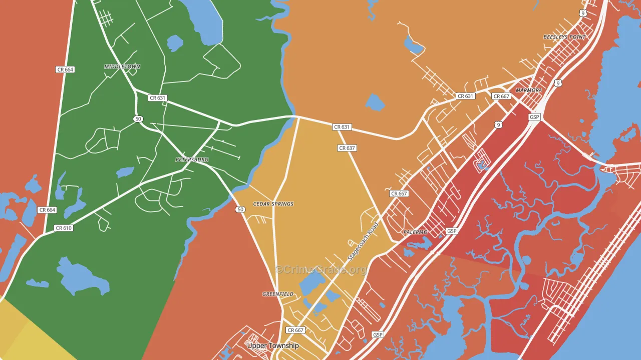 Palermo, NJ Map of Arson Rates