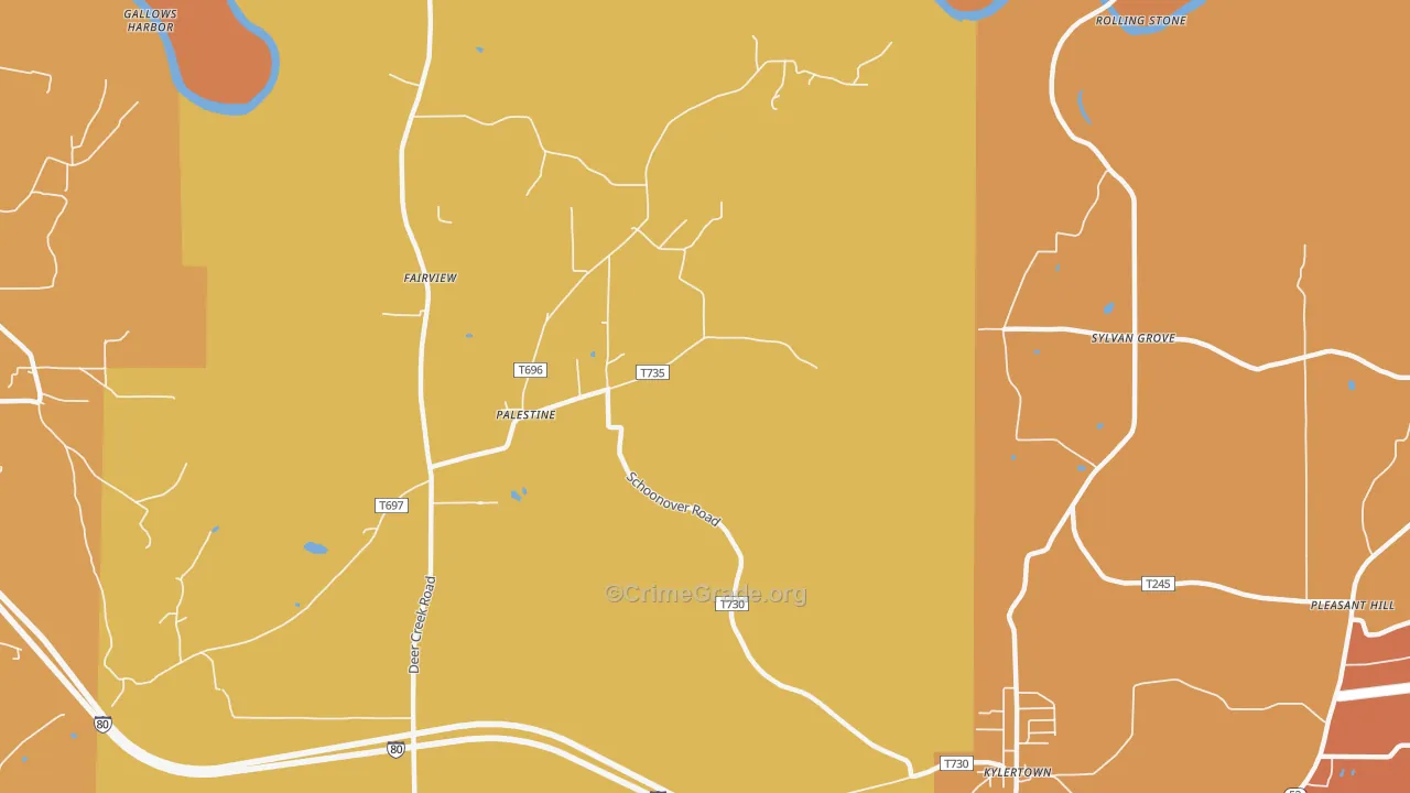 Palestine, PA Map of Arson Rates